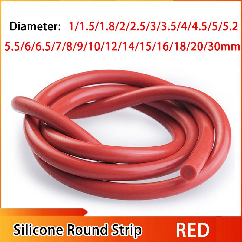 1~5meter Diameter:1~30mm Red Solid Round Silicone Sealing Strip High Temperature Good Sealing Performance 2mm 5meters