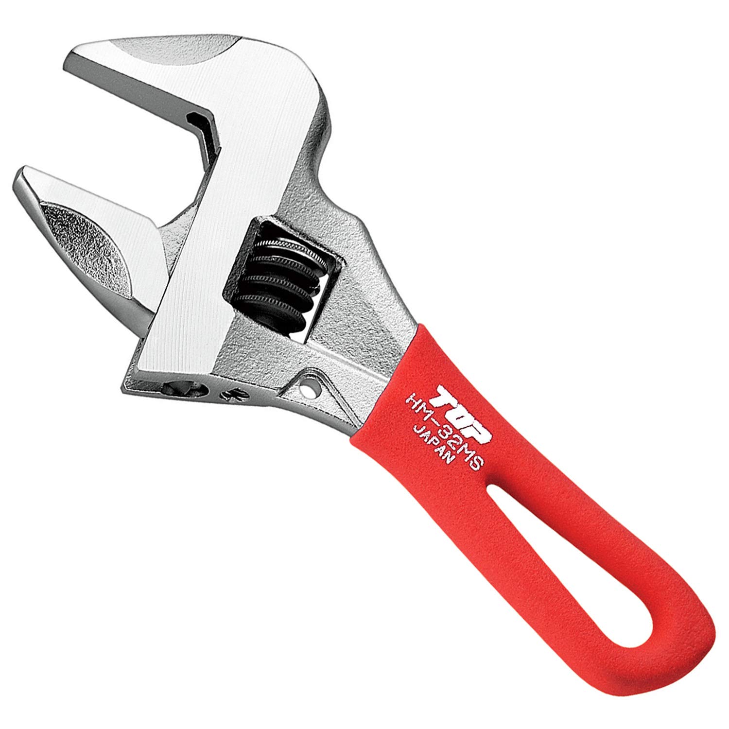 

TOP Industrial (TOP) Zero-Back Adjustable Wrench, Short Work Wide, Opening: 0-32mm, HM-32MSR, Tsubame-Sanjo, Made in Japan