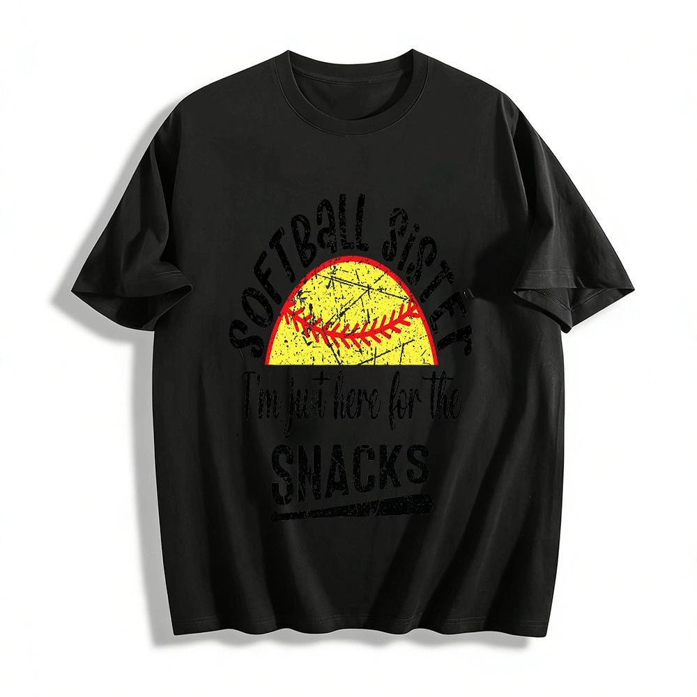 Softball Sister Im Just Here For The SnacksT Pure cotton T-shirt XXS