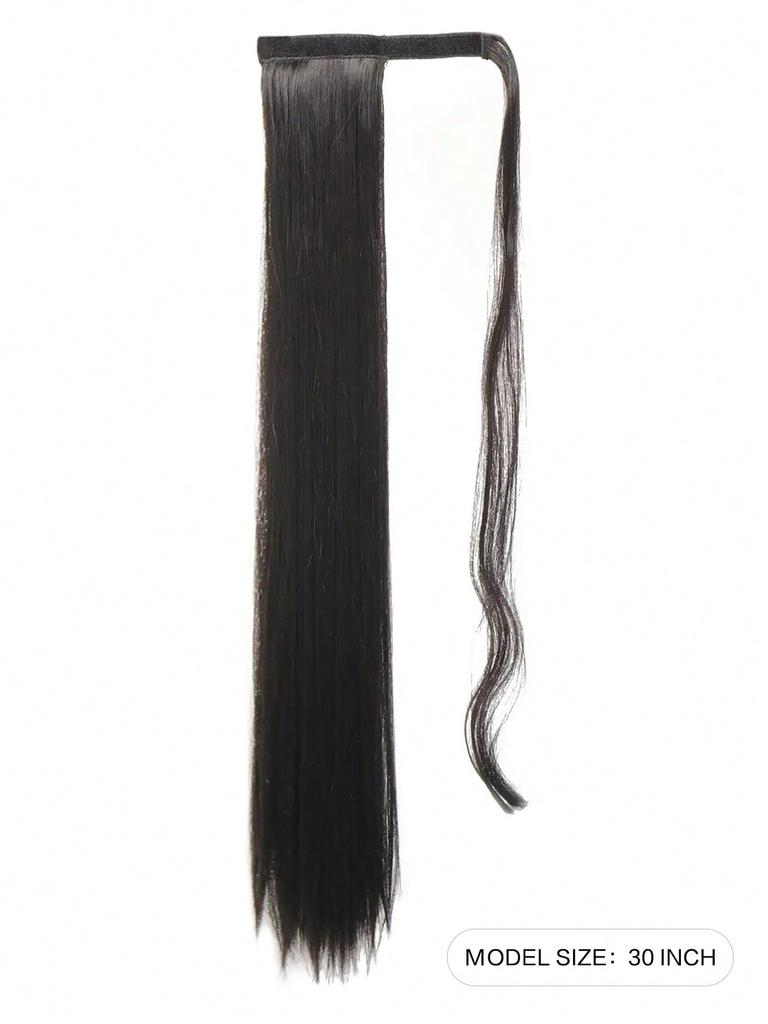 Synthetic Ponytail Hair Extension Clip In Fake Wig Hairpiece Blonde Wrap Around Pigtail Long Smooth Overhead Pony Tail