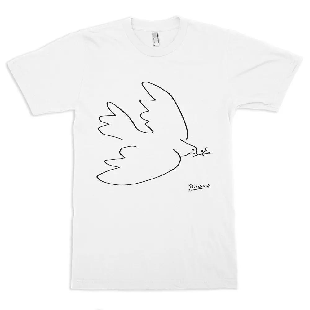 Retro Streetwear Hochwertiges Rundhals Kurzarm Unisex T-Shirt Friedenstaube Pablo Picasso T-Shirt Tee Unisexs Unisexs T-Shirt