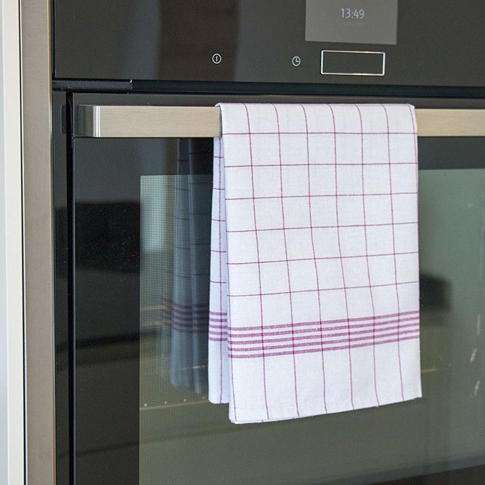 6/12Pcs Kitchen Towels, HOOHNICE, Classic Plaid Dish Towel Scouring Pad