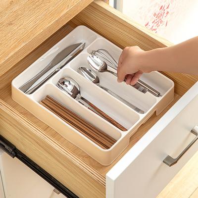 1/2Pcs Drawer Organizer Expandable Kitchen Tray for Utensils Adjustable Flatware Holder with 4/6 Compartments Cutlery Storage Divider for Spatulas