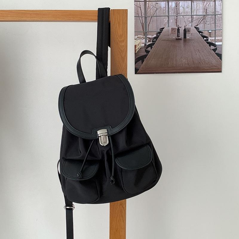 

Korean Multi Pocket Nylon Backpack for Women, Fashionable New Style, Niche Waterproof Casual Versatile Backpack чёрный