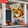 2D Flat, 2D Flat Thanksgiving Pumpkin Sunflower Leaves Autumn Garden Flag_4-28x40 Inch Outdoor Garden Flag Double-sided Home Decoration Courtyard Deco
