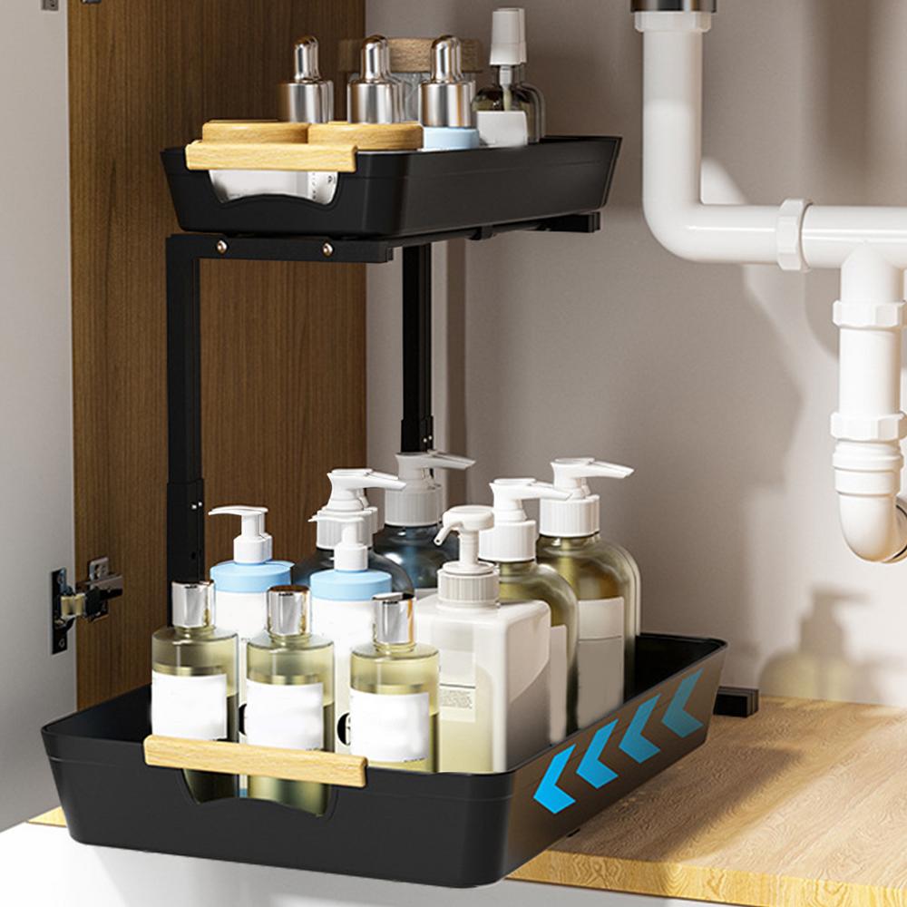 

2-уровневая регулируемая полка для хранения кухонная полка для хранения в ванной комнате под раковиной для хранения на кухне и в ванной комнате