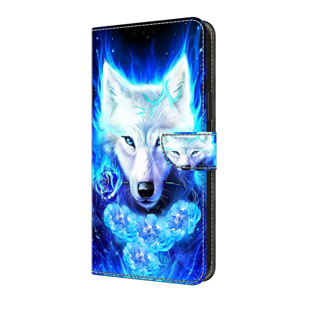 Cool White Wolf Pattern PU Leather Wallet Phone Case Shockproof Card Slots for iPhone,Samsung,Huawei,Xiaomi,Motorola,Oppo,Google,Nokia,LG,Oppo,Sony.