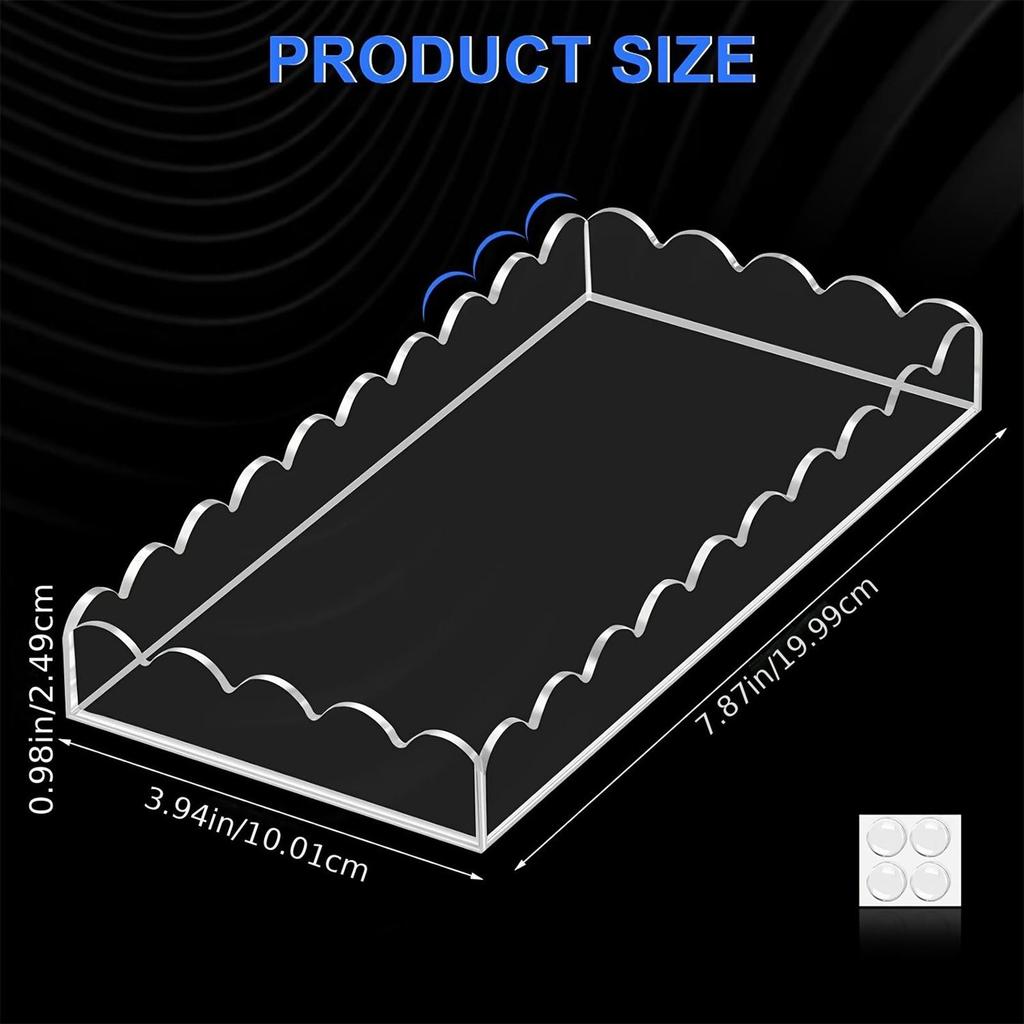 Acryl Tabletts zur Präsentation Geschweifte Präsentationshalterung Organizer Transparentes Organizer-Tablett für Theke Schreibtisch Kommode Spüle Schrankregal