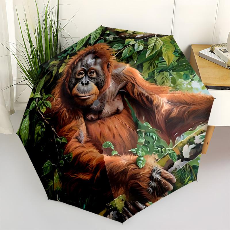 

1pc Orangutan, Jungle Automatic Open/Close Umbrella - Portable Collapsible Umbrella with 8-Rib Stability, Fashion Lovers yy251017178