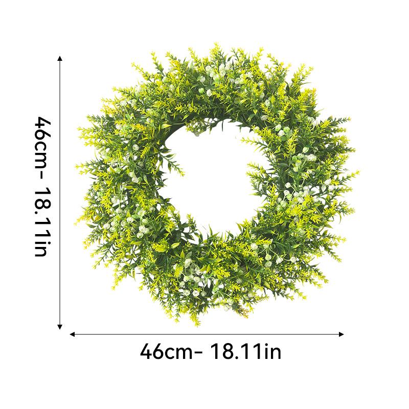 Simulated Lavender & Spring Grass Door Wreath - Home & Window Decoration with Faux Flowers