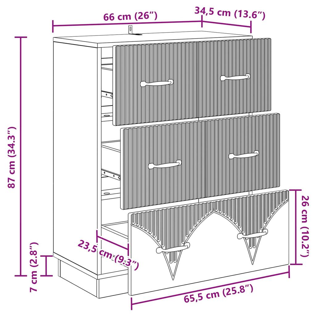 Vintage Wood Drawer Cabinet 66 x 34.5 x 87 cm Engineered Wood