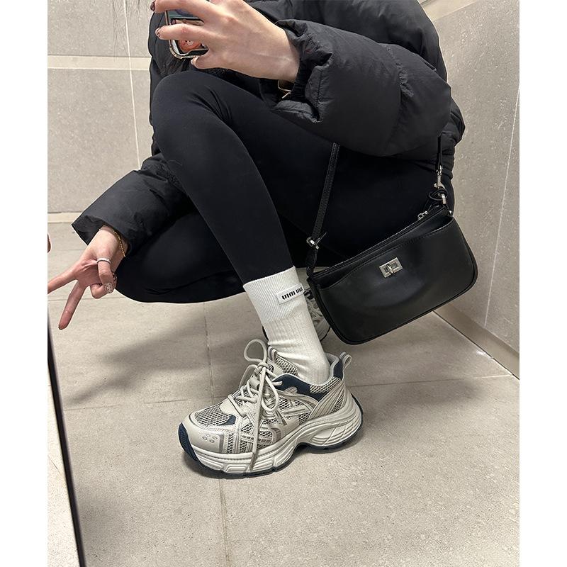 Korean version of small man heightening platform retro dad shoes women 2025 spring new breathable sports casual versatile shoes women