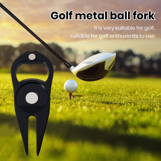 Zinc Alloy Golf Divot Repair Tool Bottle Opener Magnetic Ball Marker Holder Metal Green Fork Tool Golf Accessories Men Women Golfer Enthusiasts Gift