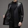 Spring and Autumn Genuine Leather Jacket Men's Medium-Length Coat Thin First-layer Cowhide Suit Leather Windbreaker Plus Velvet Thickening