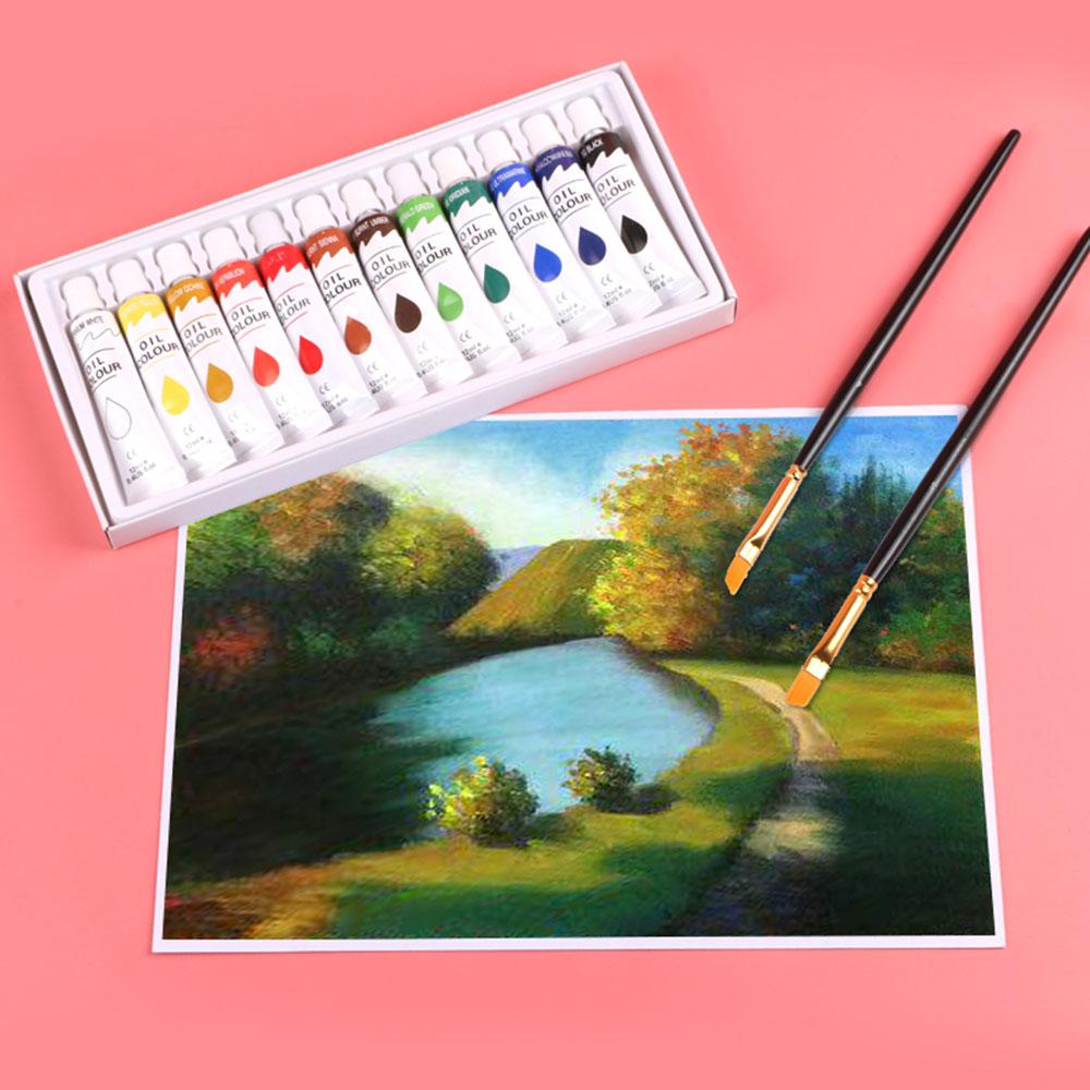 Acrylic Oil Watercolor Gouache Paint Pigment Set 12ML Drawing Supplies for Students and Beginners