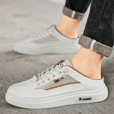New Breathable Casual Semi-drag Sandals for Male Students Non-slip Lazy Shoes Quality Shock Absorption Non-slip Board Shoes