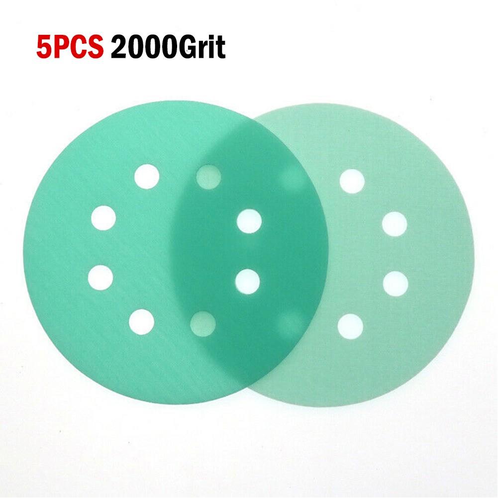 5Inch 8Hole Sanding Discs& Wet Dry PET Film Green Sandpaper Polishing