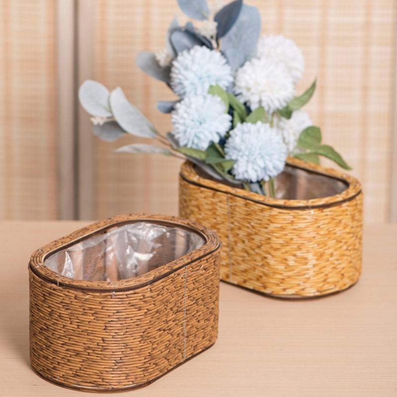 Natural Flower Plant Basket With Woven Rattan Design For Indoor And Outdoor Use Perfect For Herbs And Potted Flower Use