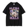 Alpha-Männchen Lustige Katze Einhorn Regenbogen T-Shirt Herren Damen Mode Kawaii Niedlich Kurzarm T-Shirt Baumwolle Locker Übergröße T-Shirt
