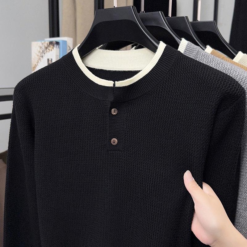 Men's Casual Solid Color Knitwear - Cross-border Autumn/Winter Versatile Base Layer