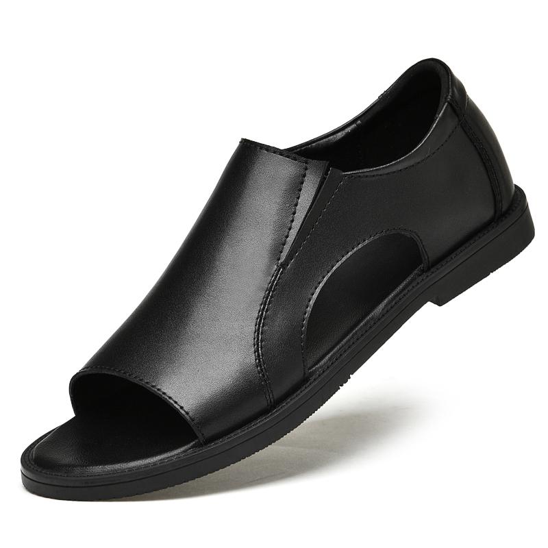 

Летние высококачественные мужские сандалии с перфорацией, из натуральной кожи, удобные и дышащие, пляжная обувь, кожаные мужские деловые сандалии 45