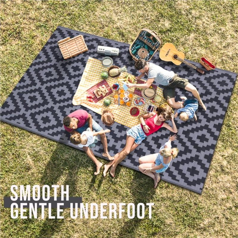Homaxy Reversible Outdoor Waterproof Rug Plastic Straw Patio Carpet for Indoor Outdoor Deck Backyard Family Picnic Balcony