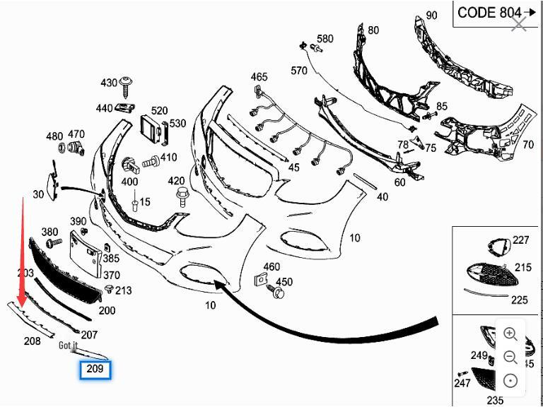 Front Bumper Center Trim for Mercedes-Benz E-Class 212 E200/E260 - Black