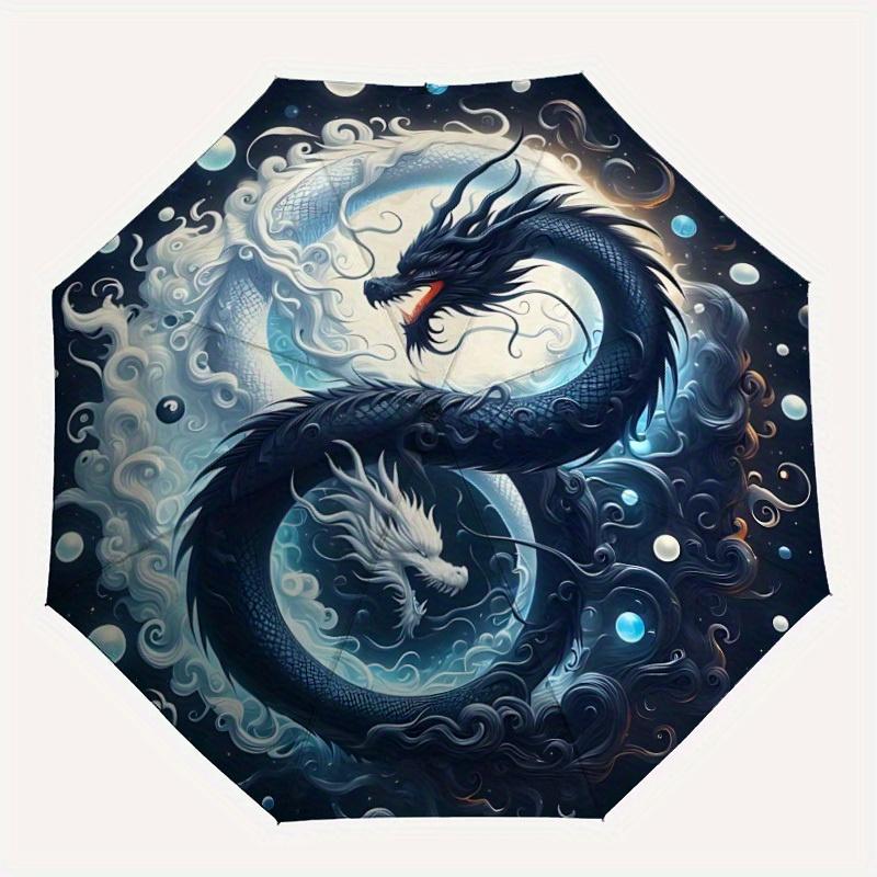 

1pc Dragon YinYang Automatic Open/close Folding Compact Umbrella, 8 Rib Sturdy Canopy, Lightweight Portable, Everyday Use, Gift,,101