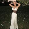 Abito da donna con pizzo patchwork da appendere al collo, da spiaggia, da viaggio, estivo, nuovo stile, con punto vita, temperamento, lungo, senza maniche, slim fit