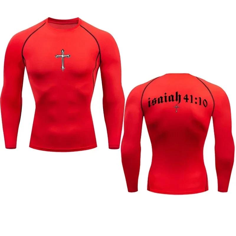 Camiseta de Compresión Gráfica Cruz de Jesús Cristo para Hombre, Ropa Interior Deportiva para Gimnasio, Rash Guard, Camiseta Deportiva de Secado Rápido