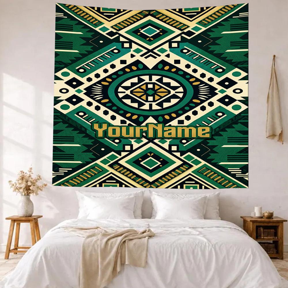 Ethnic Tribal Patterns Custom Your Name Wall Decor Tapestry Art For Pet Memorial Birthdaywedding Party Backdrop Family Gift