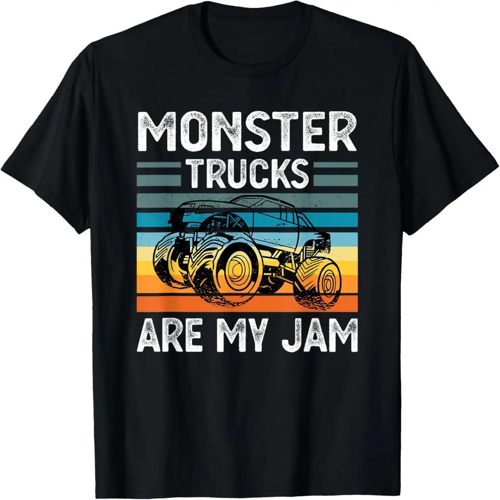Monster Truck Are My Jam Vintage Retro Sunset Engines Gift T-Shirt