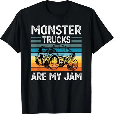 Monster Truck Are My Jam Vintage Retro Sunset Engines Gift T-Shirt