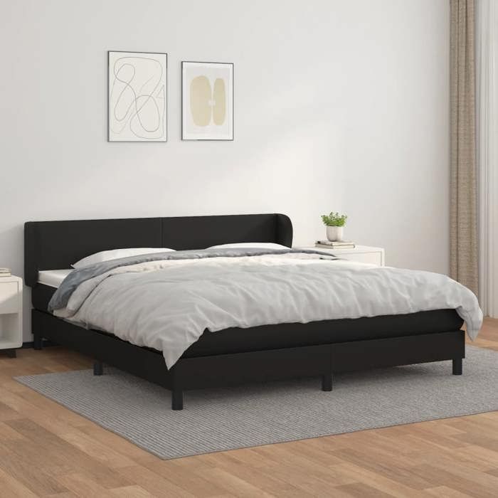 Lit avec matelas - Maison Exclusive - 180x200 cm - Similicuir noir - Tête de lit réglable