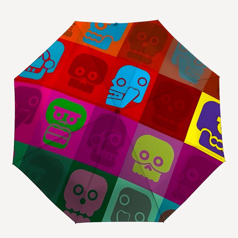

1pc Skull Festival Automatic Open/close, All-Season Portable Folding Umbrella, Travel, Everyday, Formal Events - Compact Luxury Parasol, Outdoor Acces