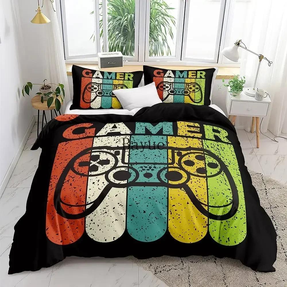 Gamer Bedding Sets for Boys Gaming Duvet Cover Set Video Games Comforter Cover Custom Designs Bed Set with Pillowcase
