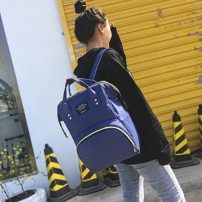 New Fashion Canvas Mummy Bag: Colorblock Backpack for Mom, Large Capacity Baby Bottle Handbag
