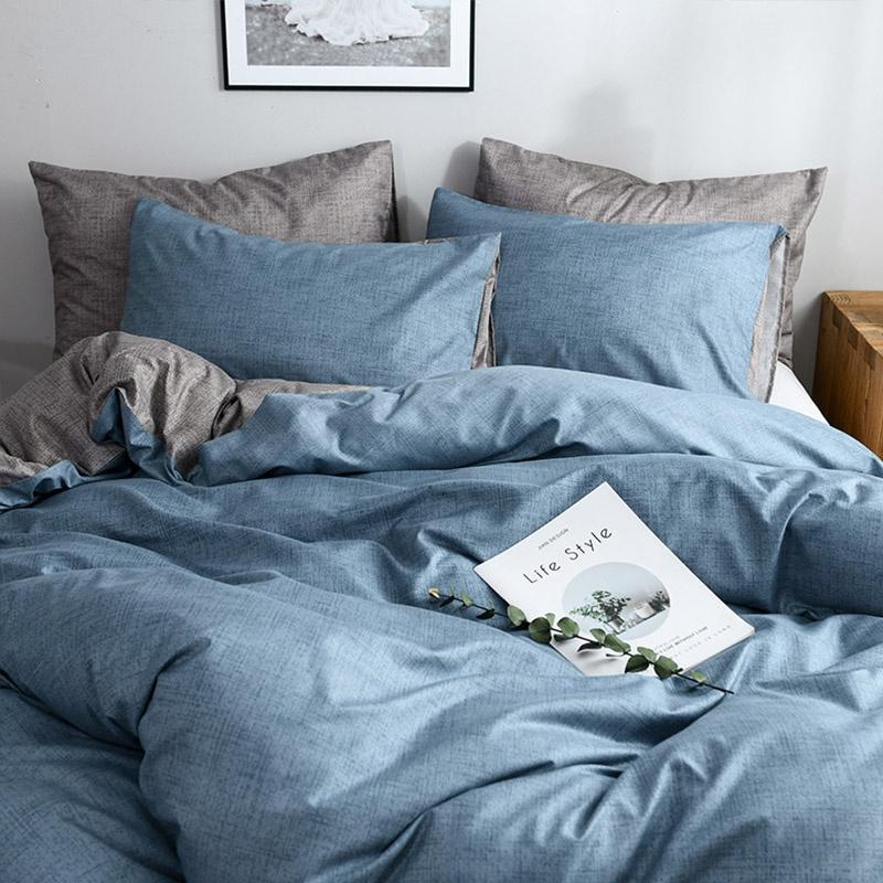 4 Colors Minimalism Bed Duvet Cover & Pillowcase Set Solid Soft Home Daily Comforter Cover Set