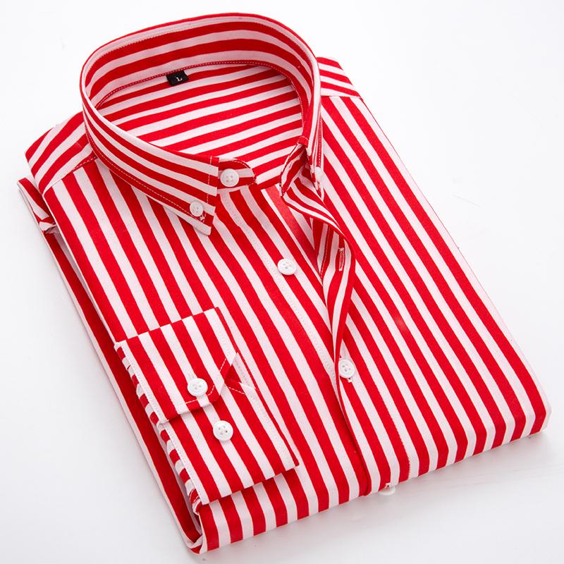Herren Slim Gestreift Langarmhemd Büro Business Kleid Frühling Herbst Klassisch Schwarz Weiß Mode Koreanische Freizeithemden