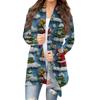 Women's Fashion Christmas Print Jacket Long Sleeve Casual Cardigan Coat