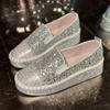 Large size casual rhinestone single shoes women's spring new shallow mouth thick bottom rhinestone fashion women's shoes