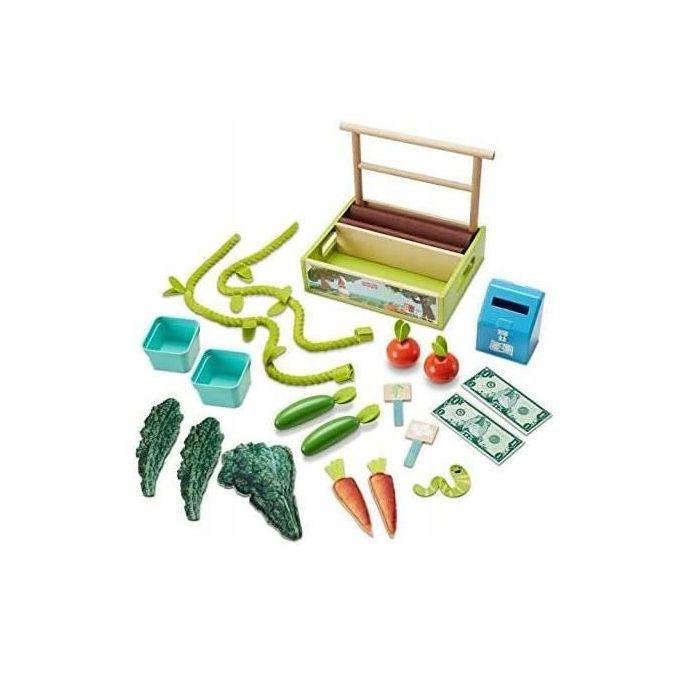 Stand de légumes au marché, étale de marché Jouet d'imitation marchande avec la casse en bois fruit et légumes Fisher Price