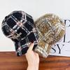 Autumn and Winter New Embroidered Letter Plaid Baseball Hat Men and Women Warm British Style Universal Versatile Hard Top Cap