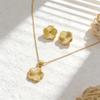 Golden Color Choker Stainless Steel Pendant Necklace Earrings for Women Flower Pendants Women's Fashion Jewelry Accessories