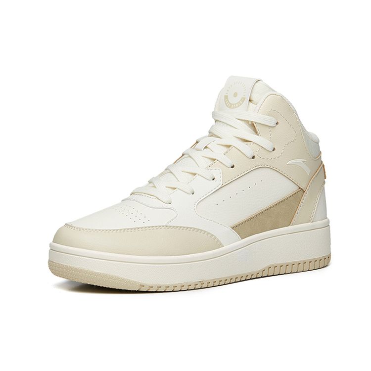Anta Breathable Fabric Splicing Versatile Casual High-Top Skate Shoes Men Sneakers Light-Beige 912238013-5