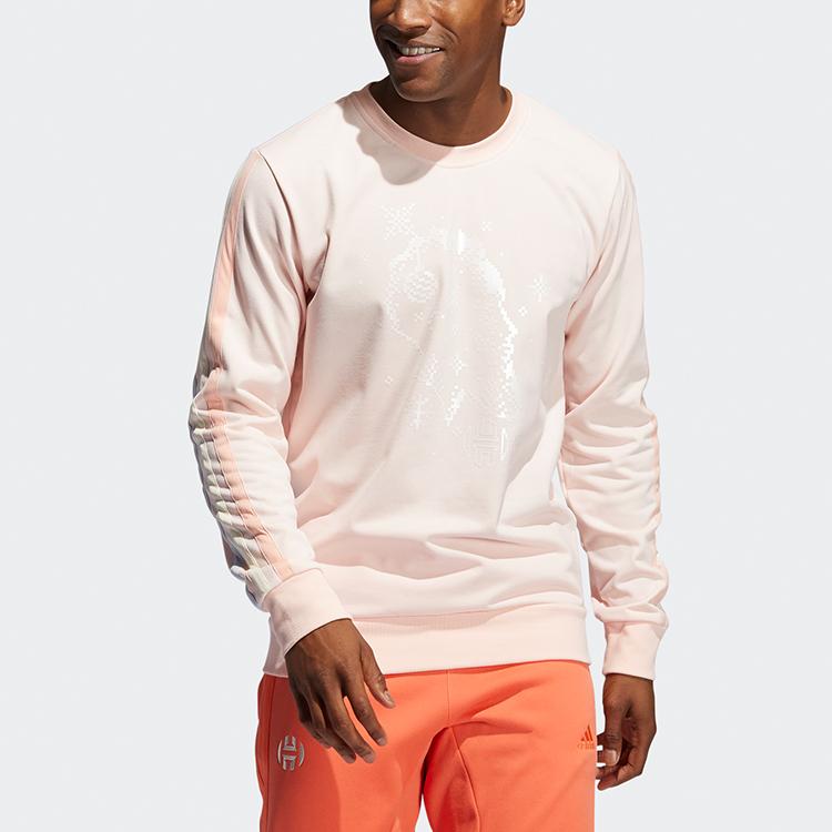 Adidas Decorate Cr Basketball Casual Sports Striped Crew Neck Sweatshirt Men Tops Pink GU0508