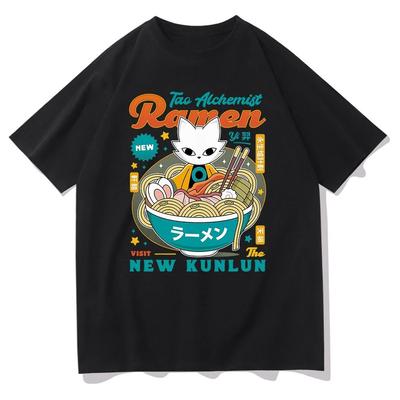 Nine Sols Yi Ramen T-shirt Fashion Men Aesthetic Funny Cute Cat Noodle T Shirt Unisex High Quality Noodles Tshirt Tops