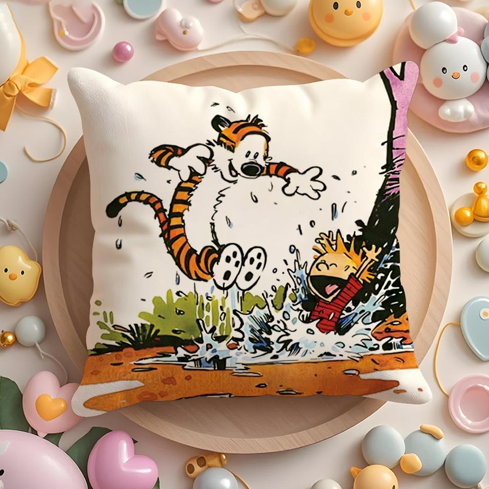C-Calvin And H-Hobbes Cushion Cover Short Plush Double-Sided Printing Home Machine Washable In Warm Winter Pillow Case