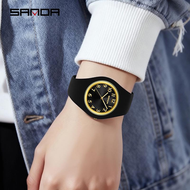 SANDA Lightweight Children's Luminous Waterproof Silicone Quartz Watch - New Model, Ideal for Exams and Casual Wear.