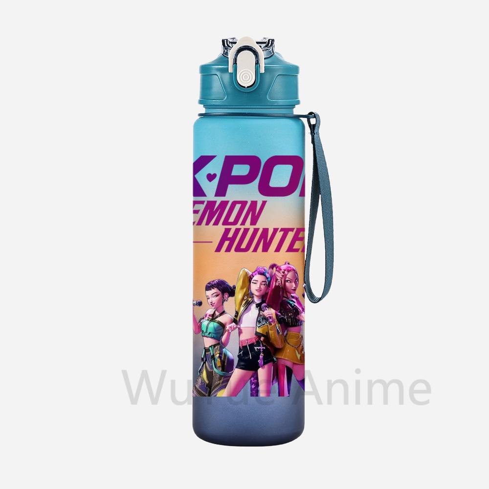 Anime K-Pop Demon Hunters Character Water Cup Large Capacity Outdoor Portable Rope Drinking Bottle Gift for Boys and Girls